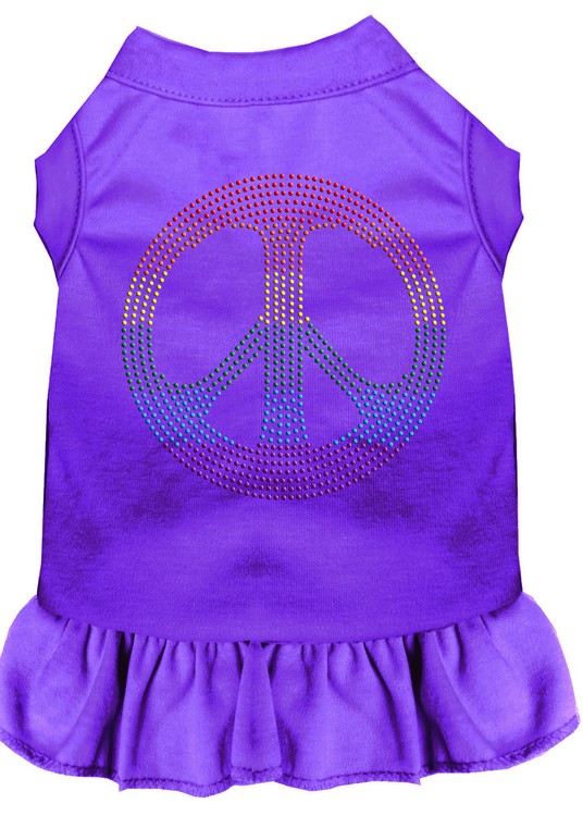 Rhinestone Rainbow Peace Dress Purple XS